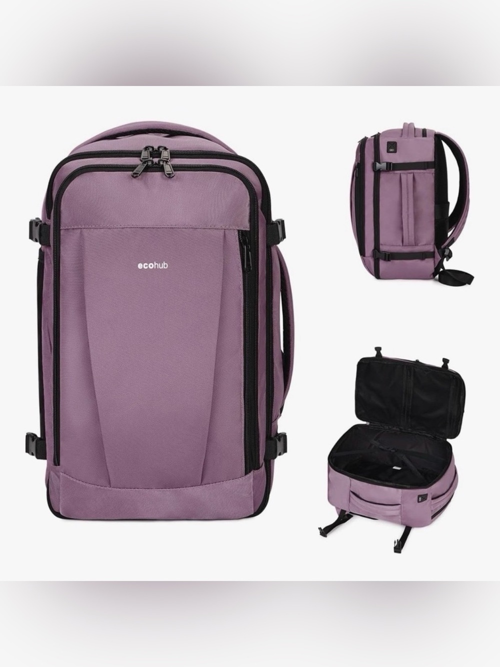 ECOHUB 17" Travel Backpack Carry On Bag Pink TSA Approved Water Resistant NWOT